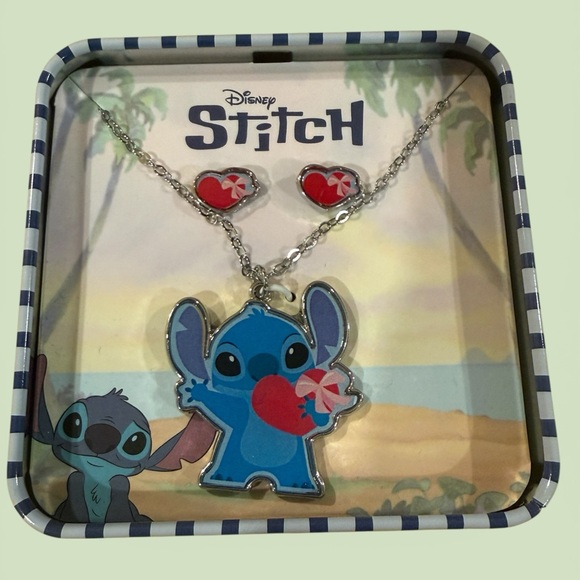 Loungefly Stitch Floral Backpack Wallet, Necklaces& Earing with a Tumbler Set - Picture 10 of 13